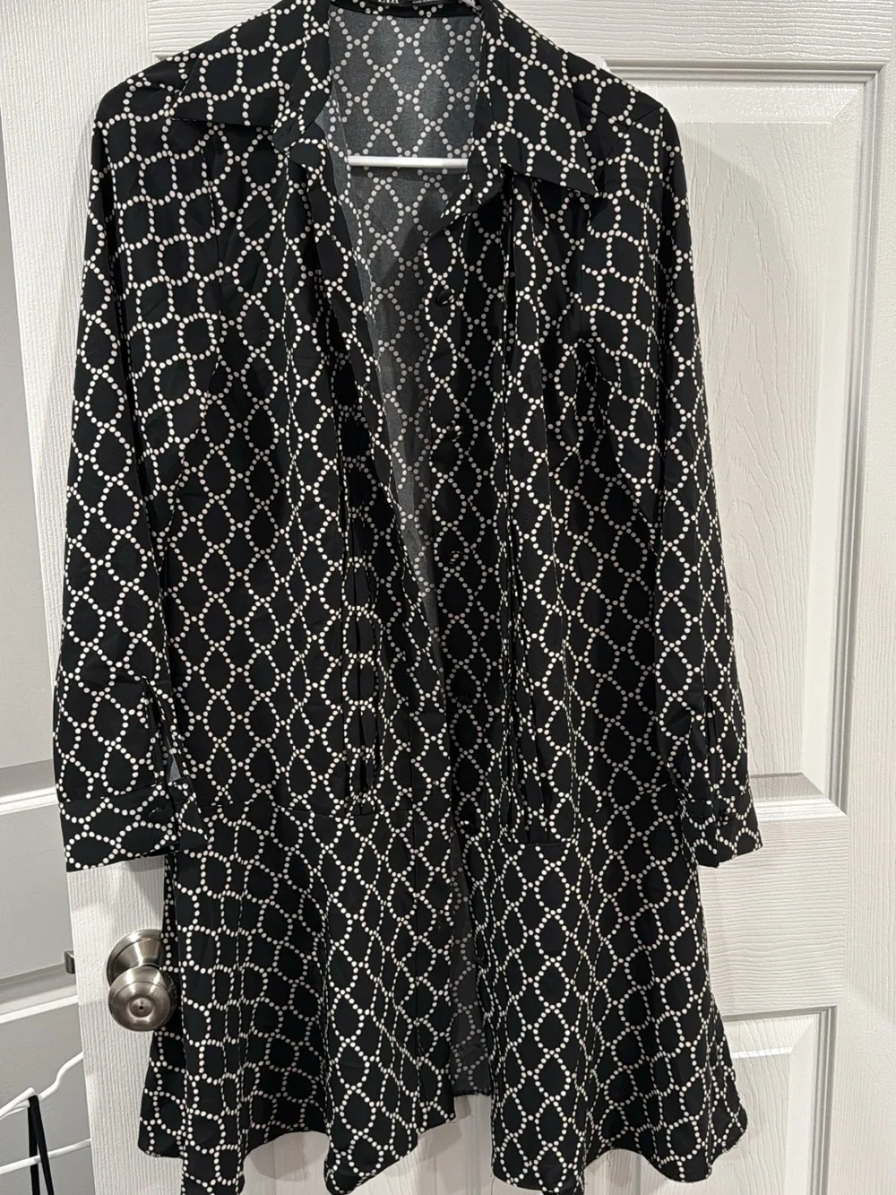 Zara Black Tunic with White Chain Dot Pattern